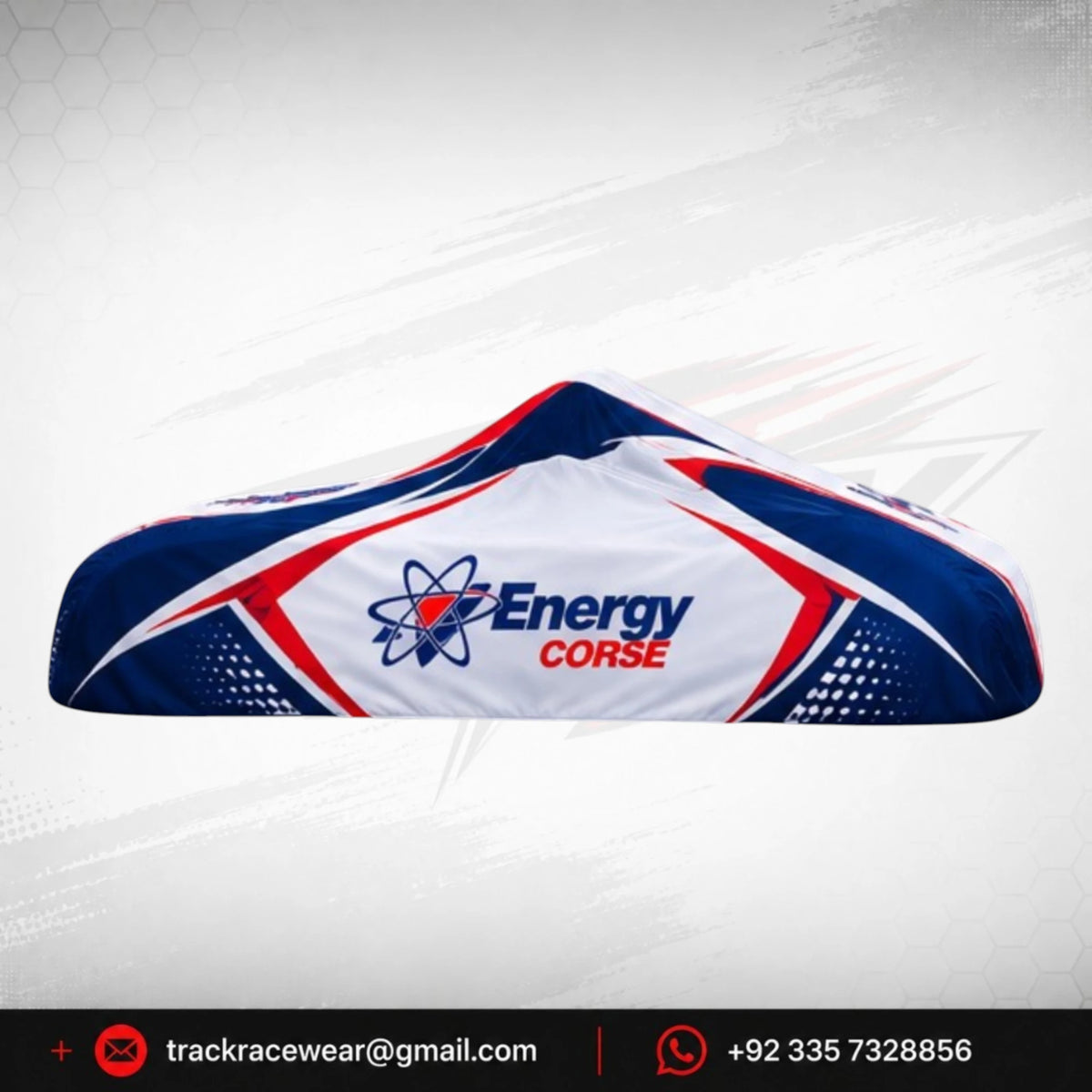 Energy Corse Custom Kart Cover – White Blue Red