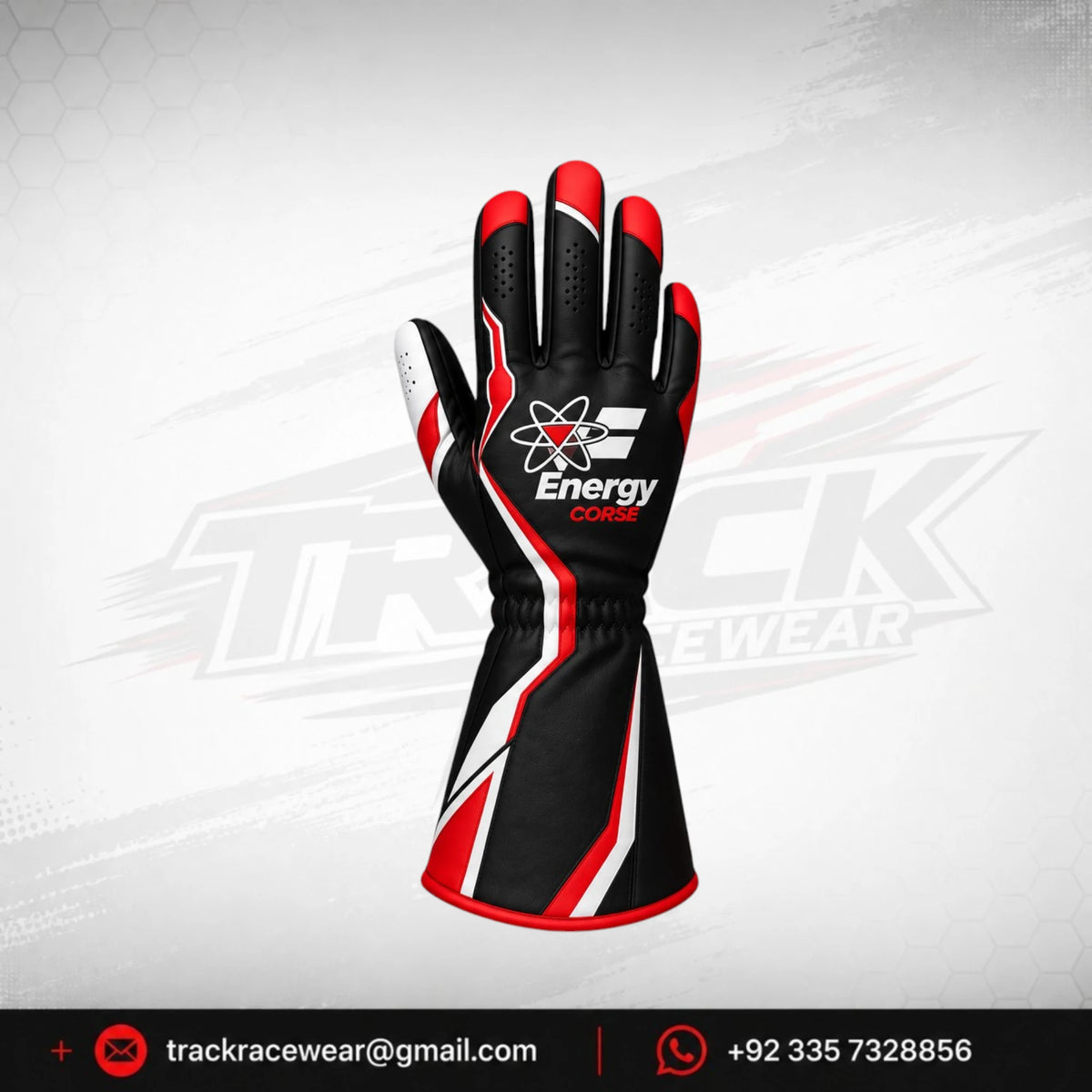 Custom Black Red Kart Racing Gloves