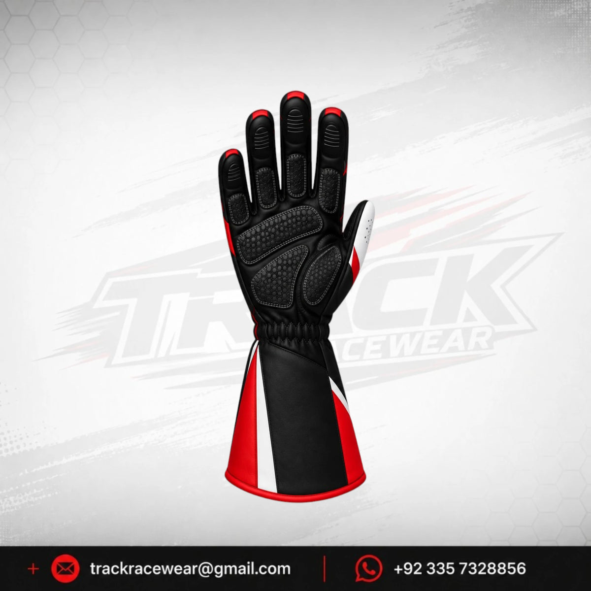 Custom Black Red Kart Racing Gloves