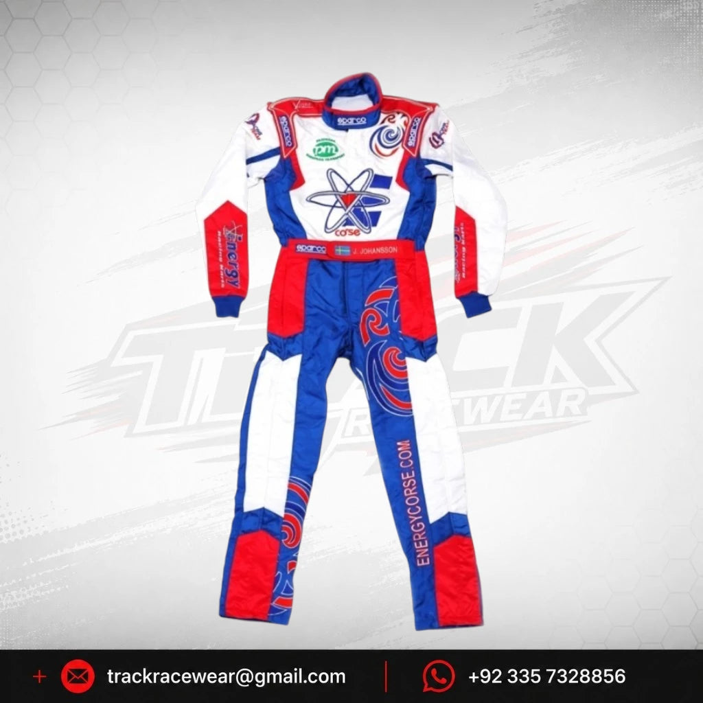 Energy Corse Driver Racing Suit – Blue Red & White
