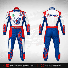 Energy Corse Driver Racing Suit – Blue Red & White