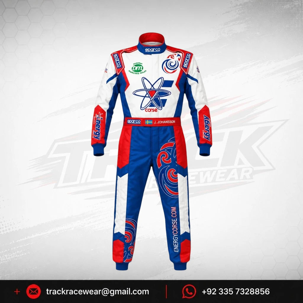 Energy Corse Driver Racing Suit – Blue Red & White