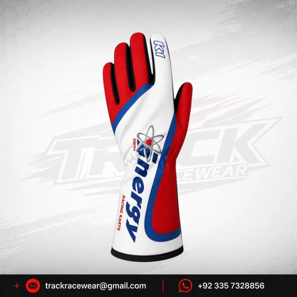 Energy Corse Kart Racing Gloves – Red White Blue