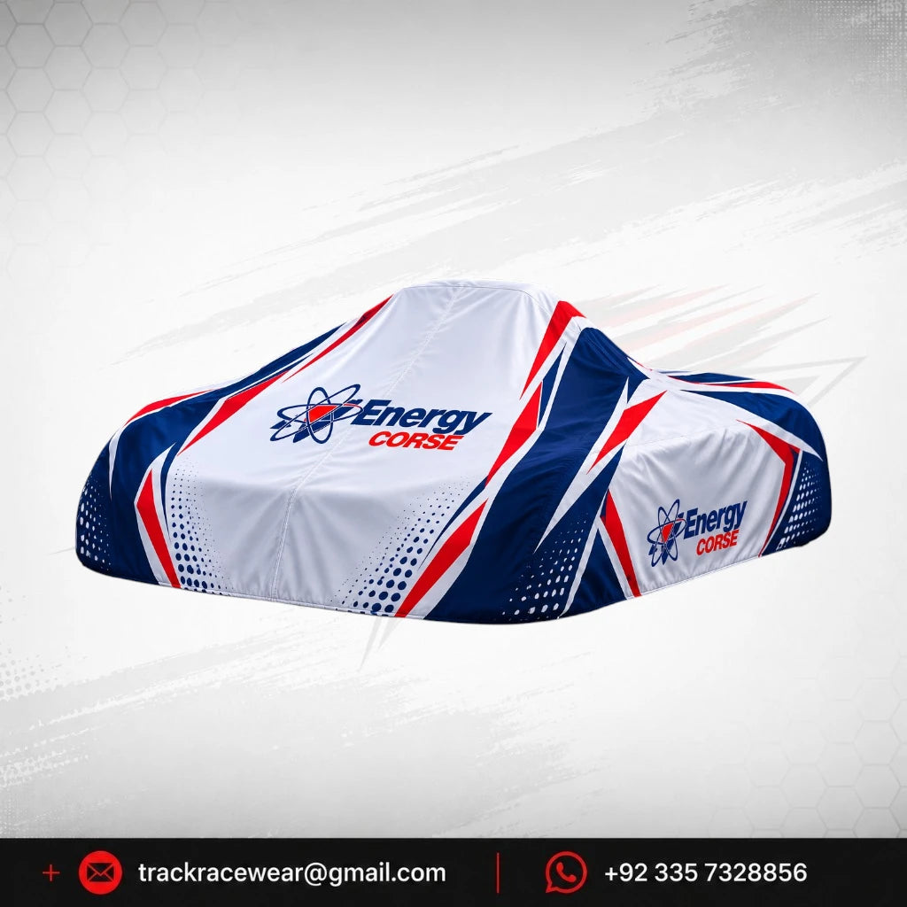 Energy Corse Custom Kart Cover – White Blue Red