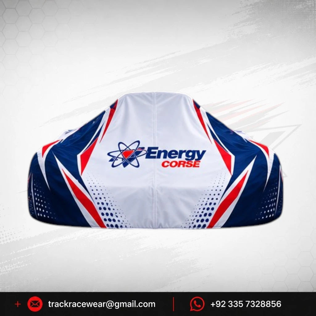 Energy Corse Custom Kart Cover – White Blue Red