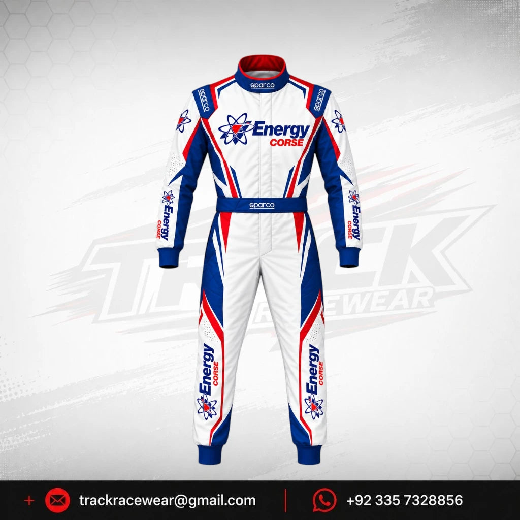 Energy Corse Kart Racing Suit – White Blue Red
