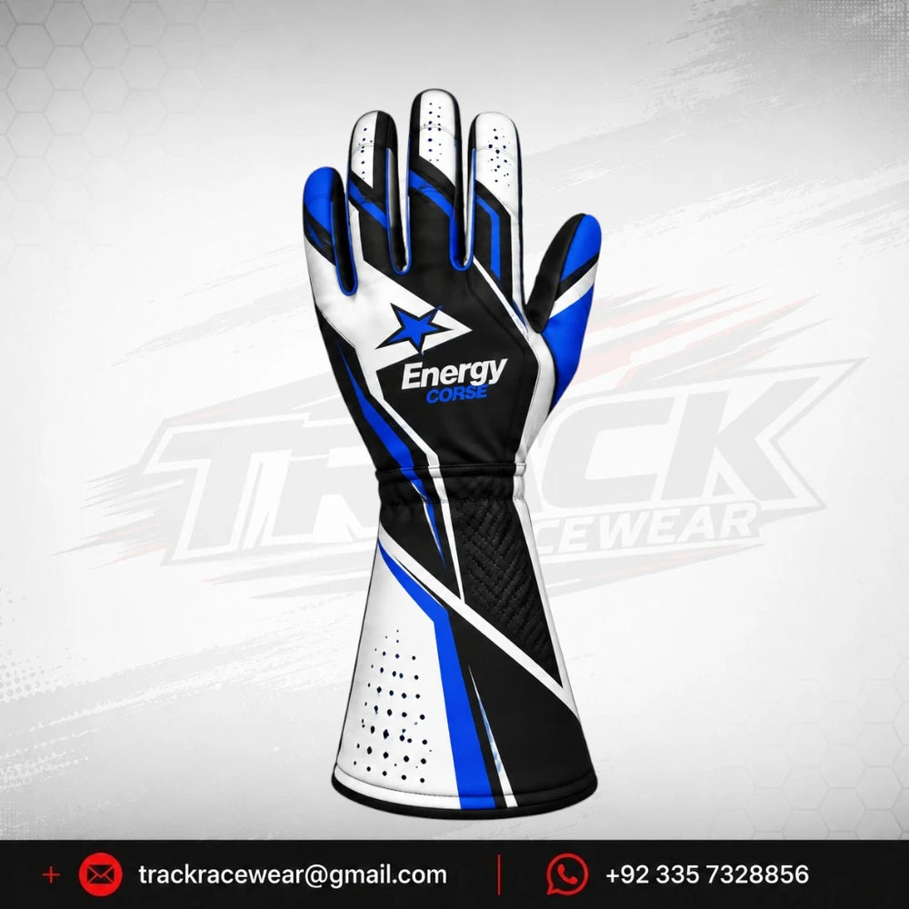 Energy Corse Karting Gloves – Blue Black & White