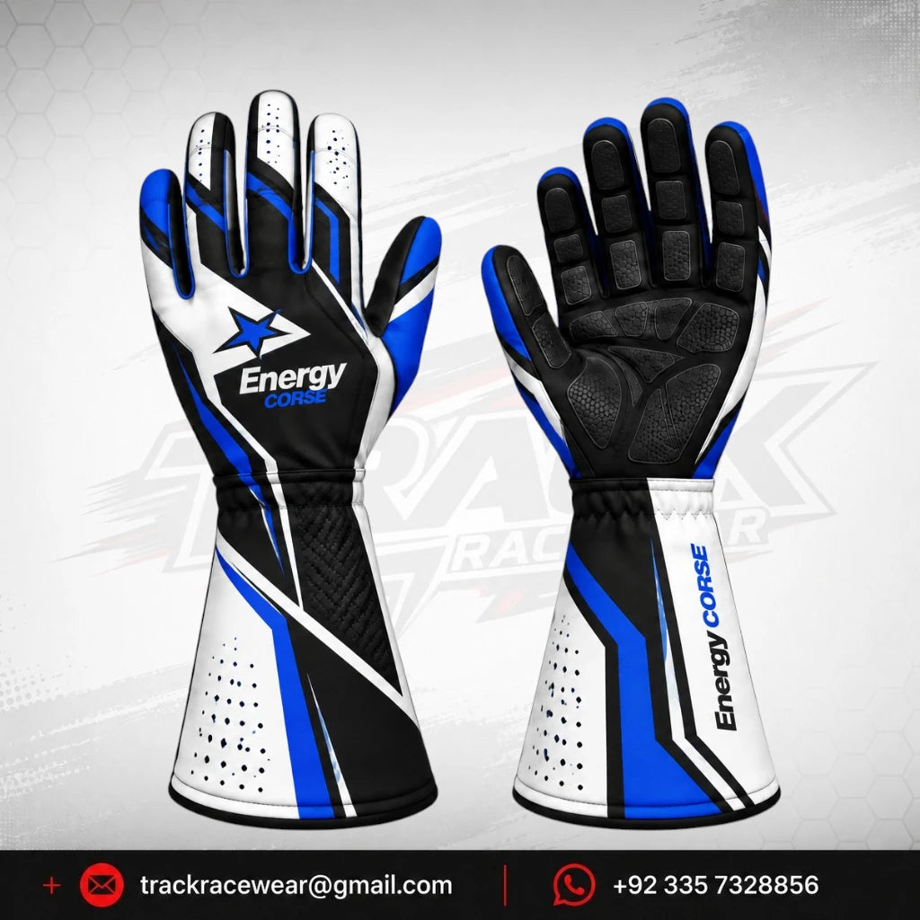 Energy Corse Karting Gloves – Blue Black & White