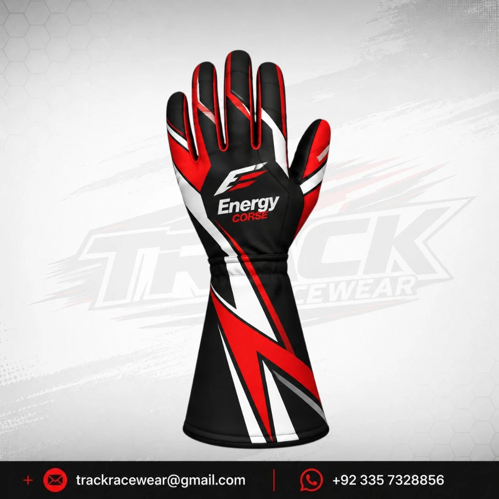 Energy Corse Karting Gloves – Black Red & White