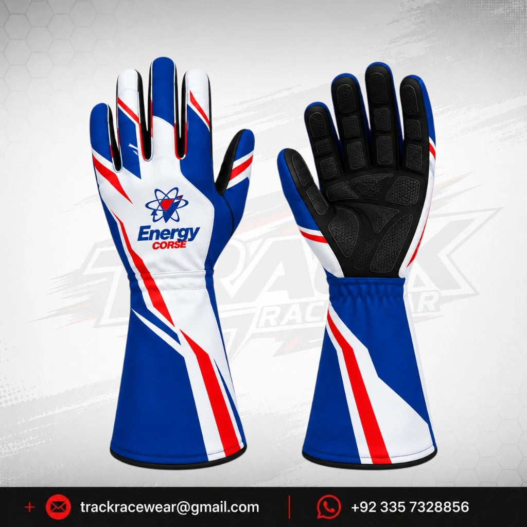 Energy Corse Karting Gloves – Blue White & Red