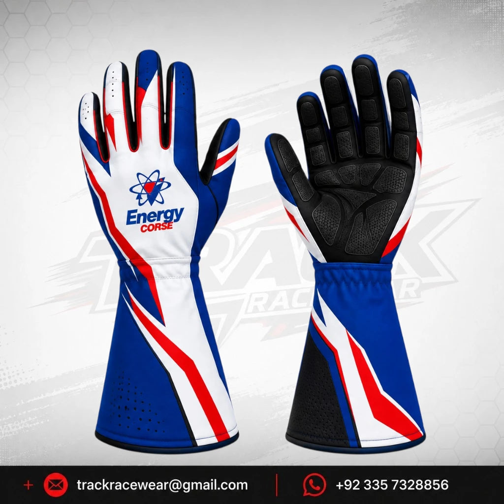 Energy Corse Karting Gloves – Blue White & Red