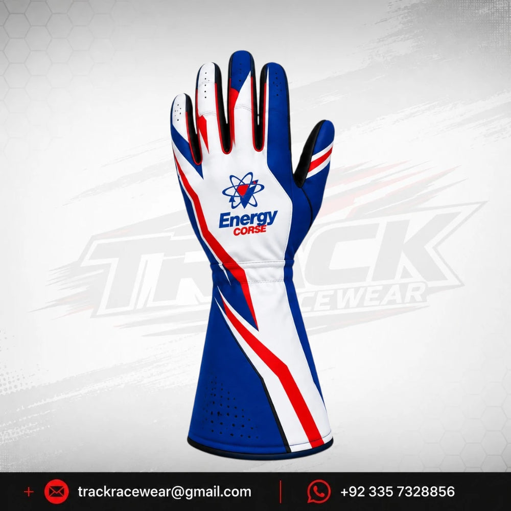 Energy Corse Karting Gloves – Blue White & Red
