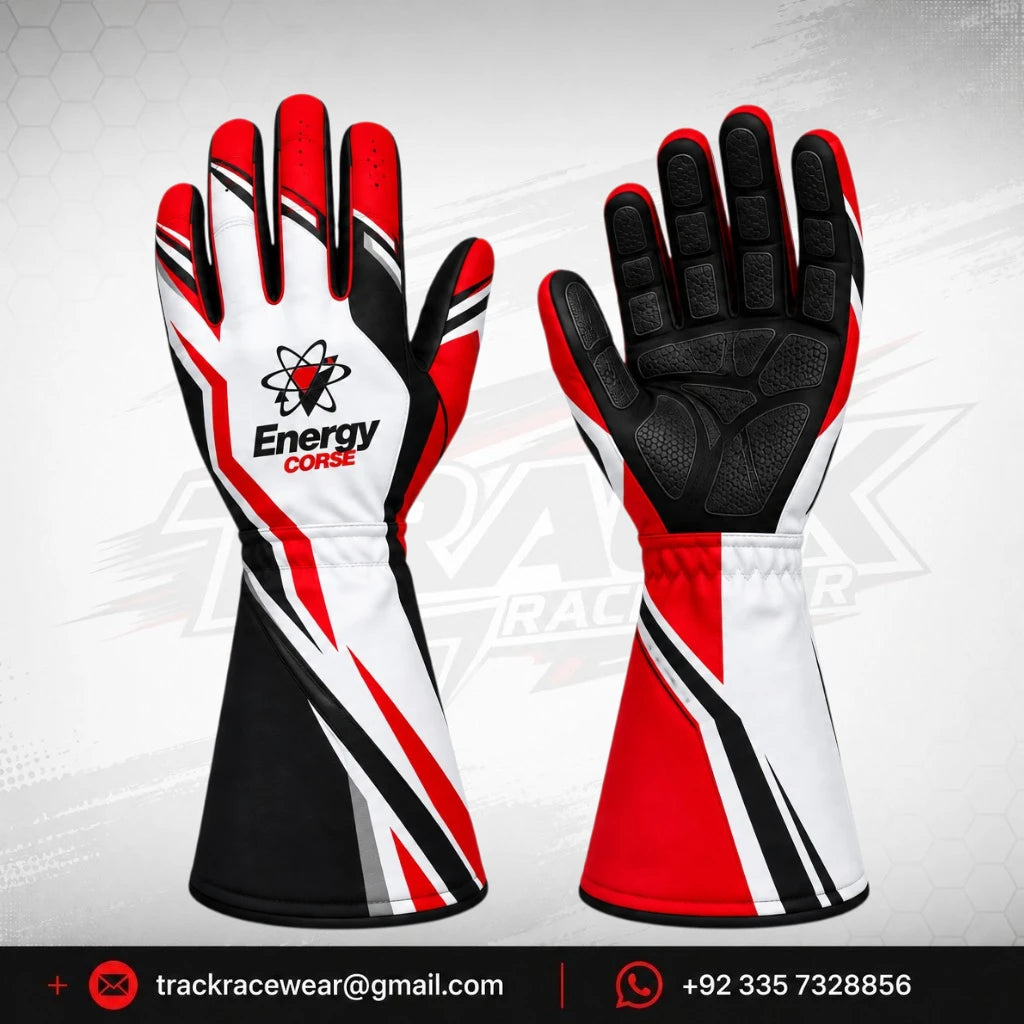 Energy Corse Karting Gloves – Red White & Black