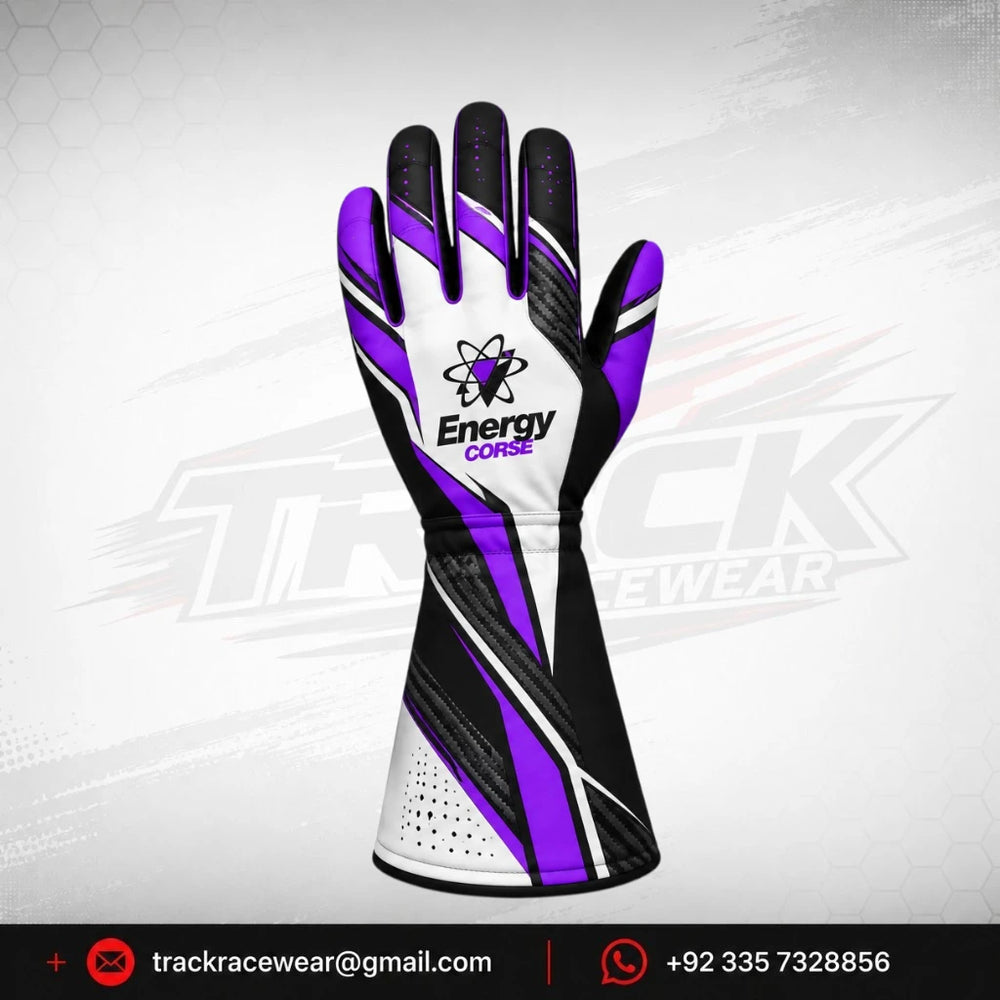 Energy Corse Karting Gloves – Purple Black & White