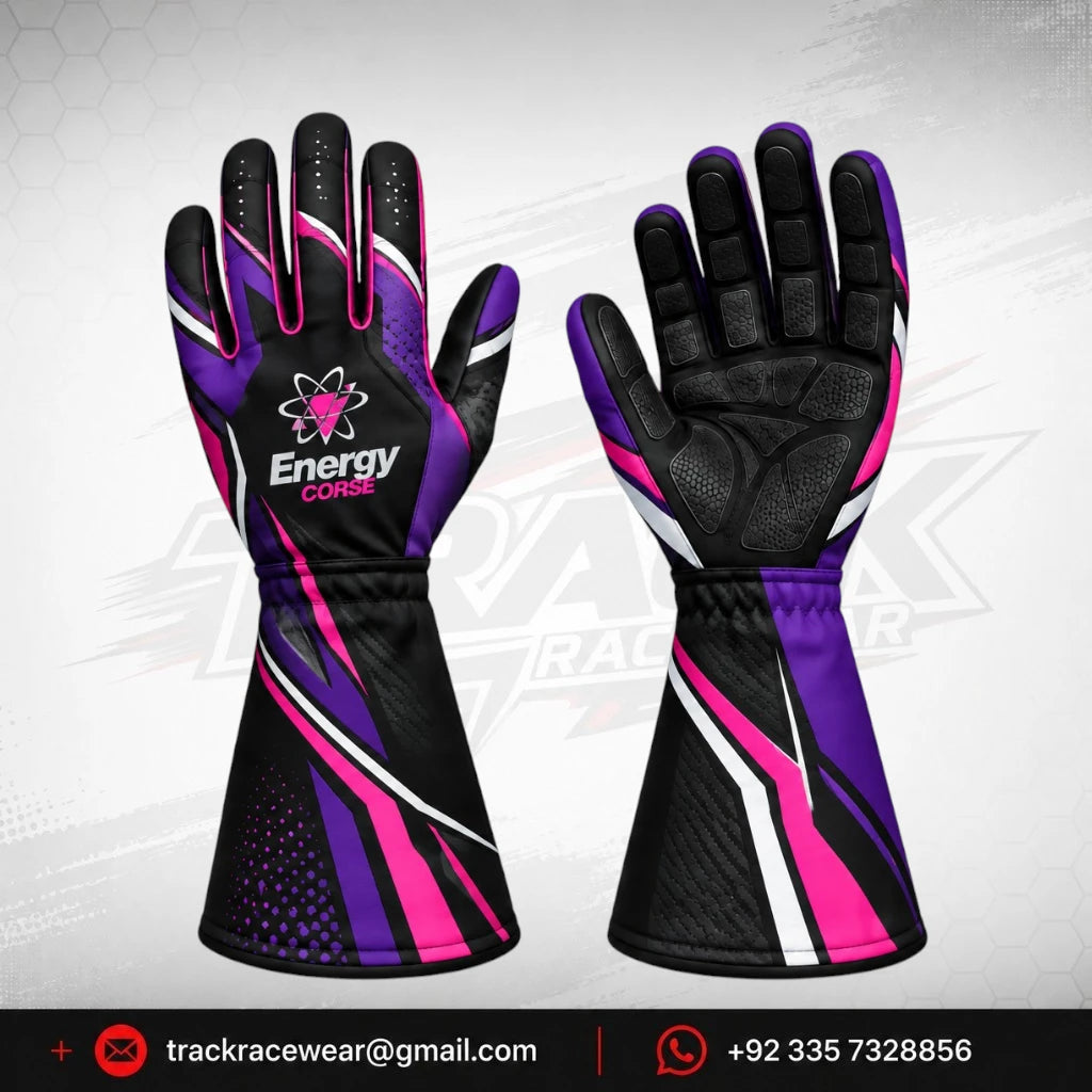 Energy Corse Karting Gloves – Purple Pink & Black