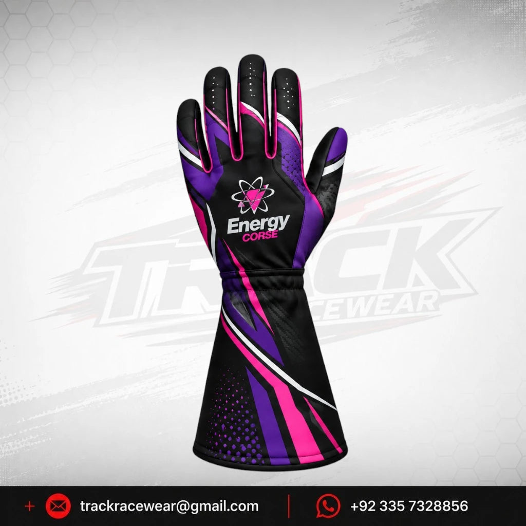 Energy Corse Karting Gloves – Purple Pink & Black