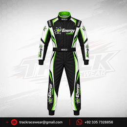 Energy Corse Karting Suit – Black Green & White Racing