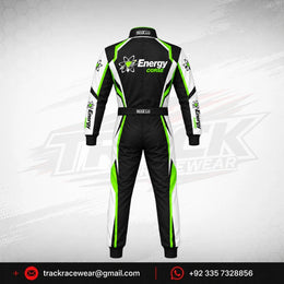 Energy Corse Karting Suit – Black Green & White Racing