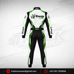 Energy Corse Karting Racing Suit – White Black & Green