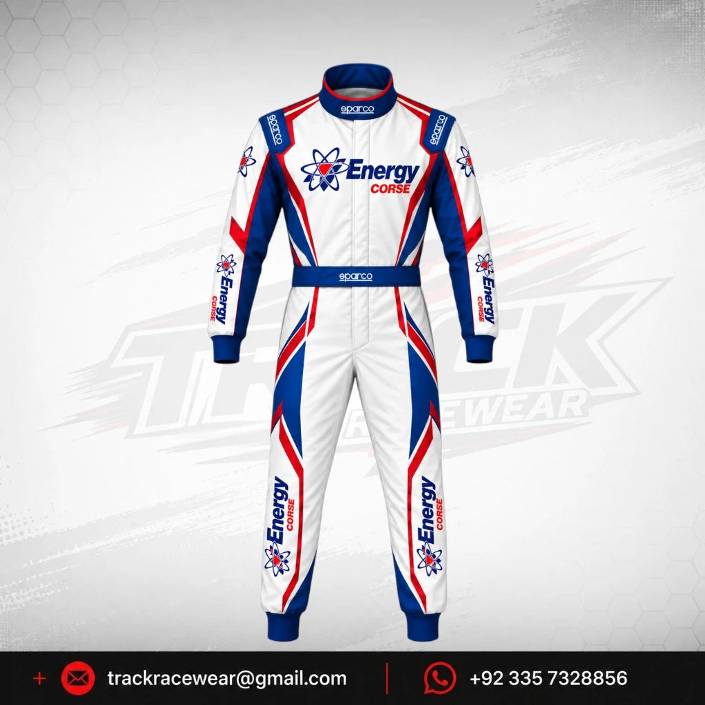 Energy Corse Karting Suit – Blue White & Red Racing