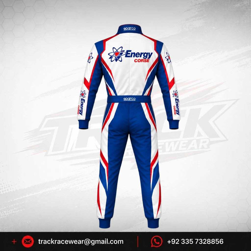 Energy Corse Karting Suit – Blue White & Red Racing