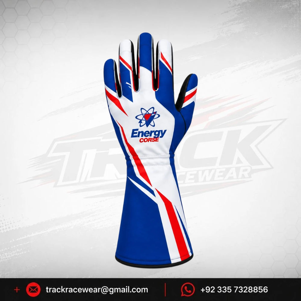 Energy Corse Karting Gloves – Blue White & Red