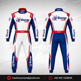 Energy Corse Karting Suit – White Blue Red Racing Design