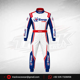 Energy Corse Karting Suit – White Blue Red Racing Design
