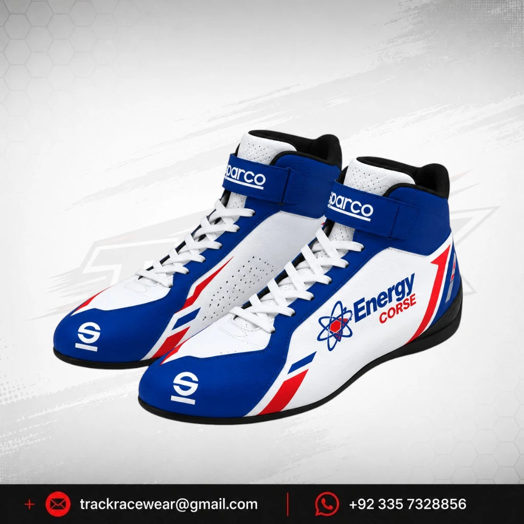 Energy Corse Racing Shoes – Blue White & Red High-Top