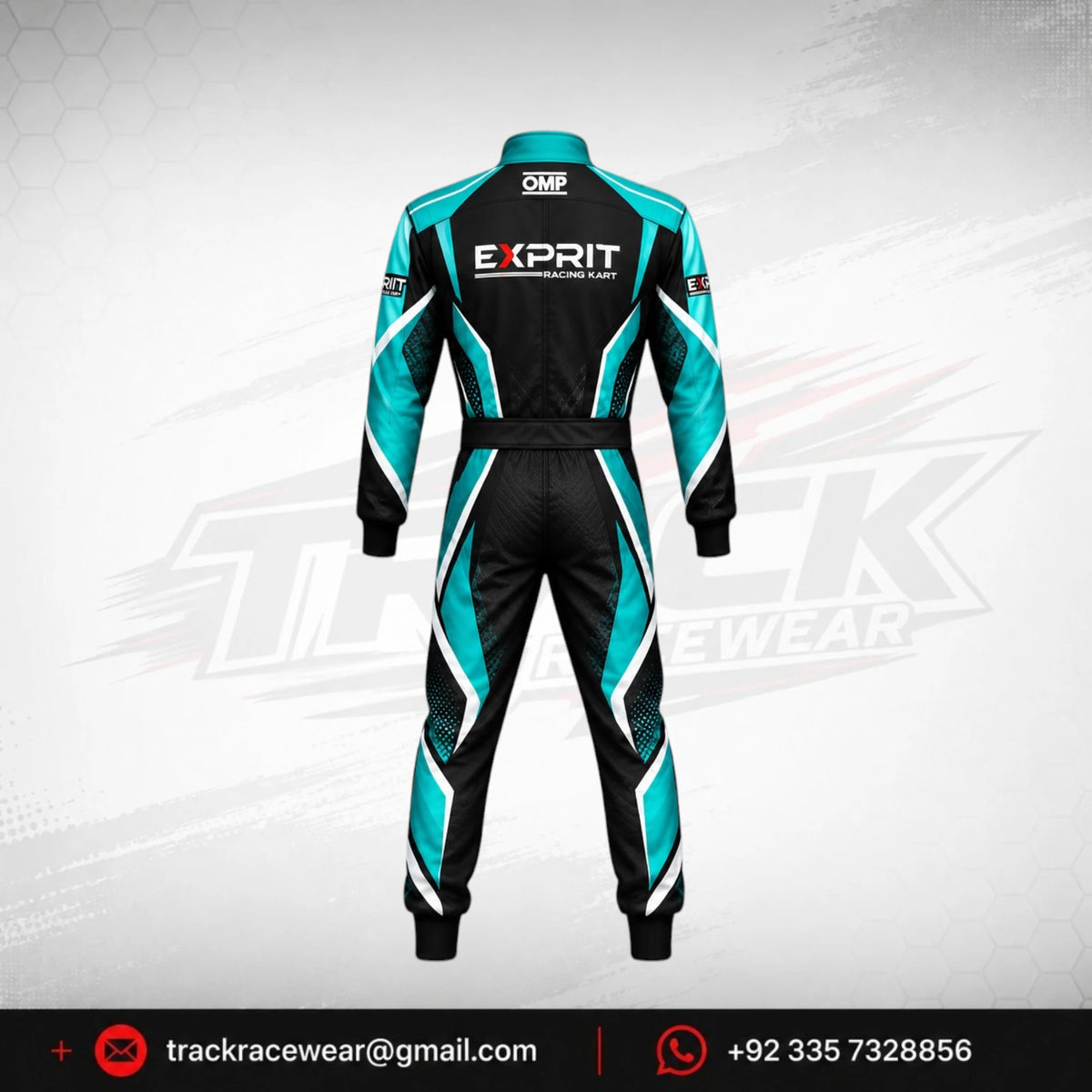 Exprit Black & Aqua Custom Kart Racing Suit