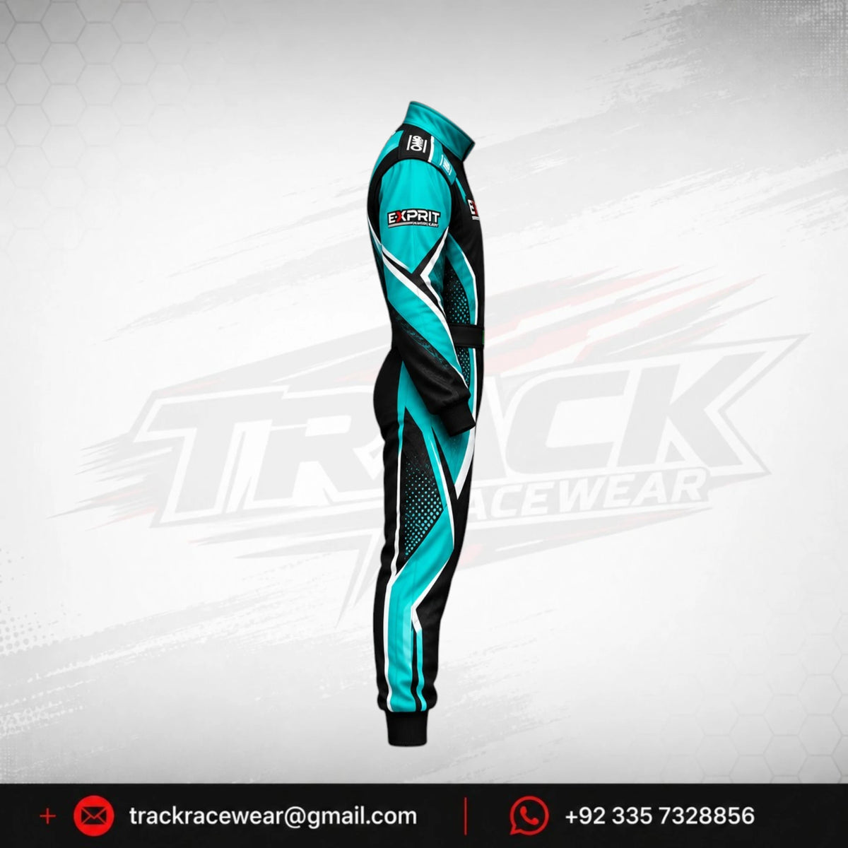 Exprit Black & Aqua Custom Kart Racing Suit
