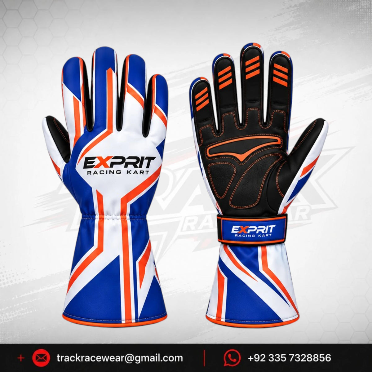 Exprit Blue Orange Racing Kart Gloves