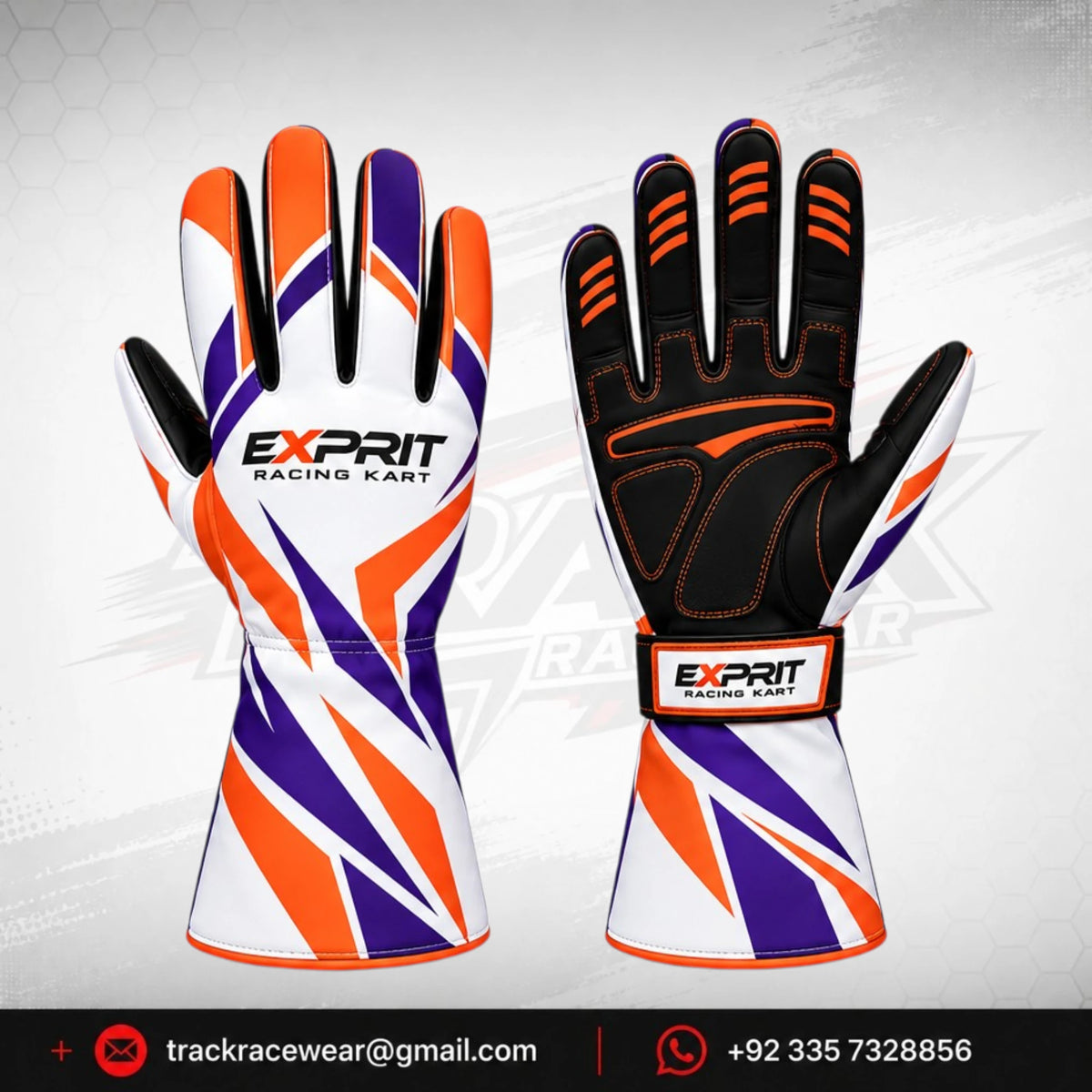 Exprit Blue Orange Racing Kart Gloves
