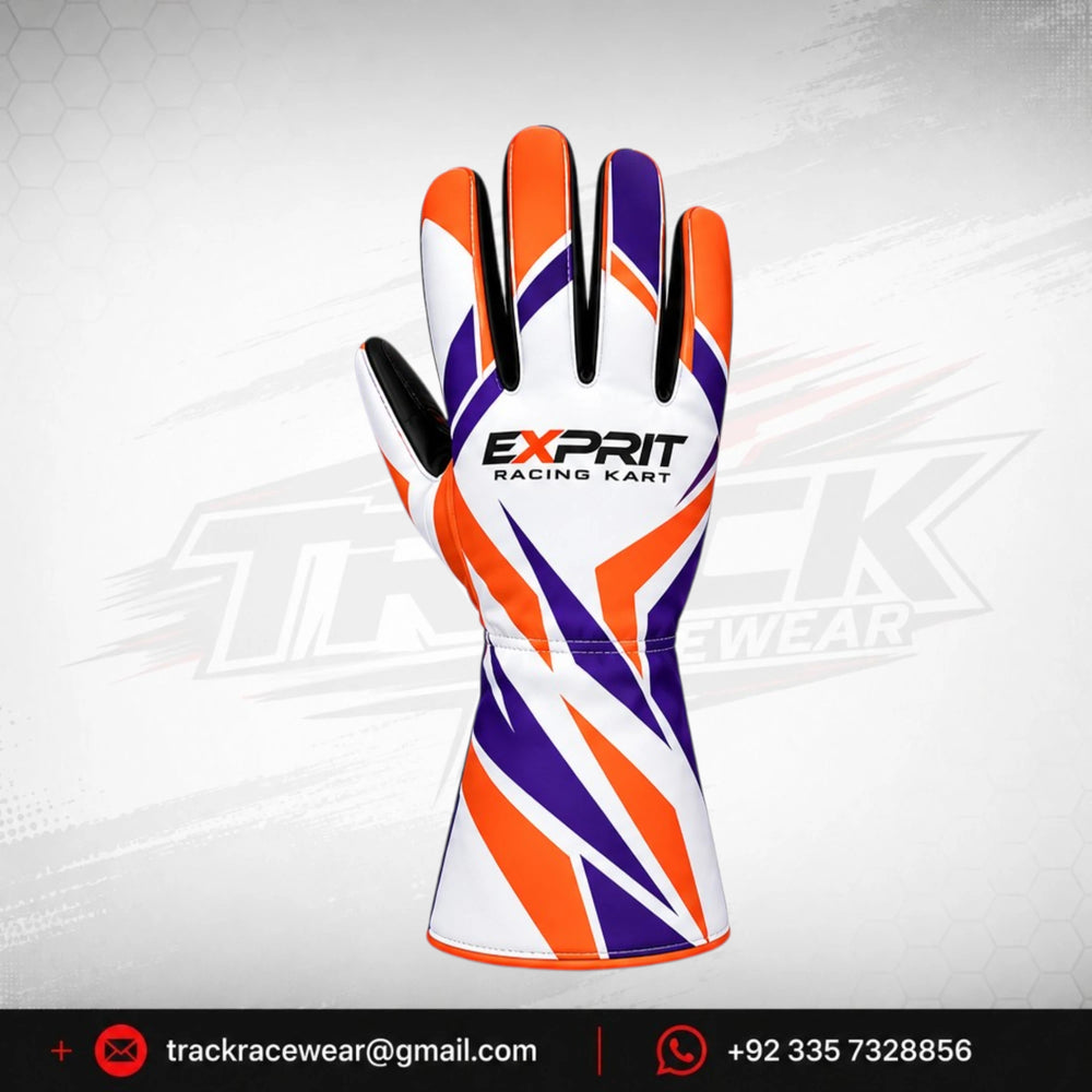 Exprit Blue Orange Racing Kart Gloves