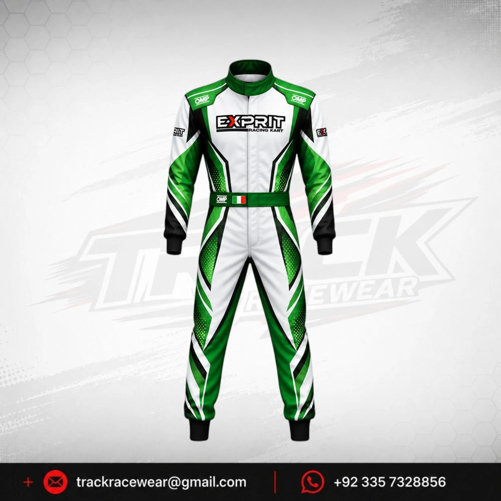 Exprit Emerald Green & White Custom Kart Racing Suit
