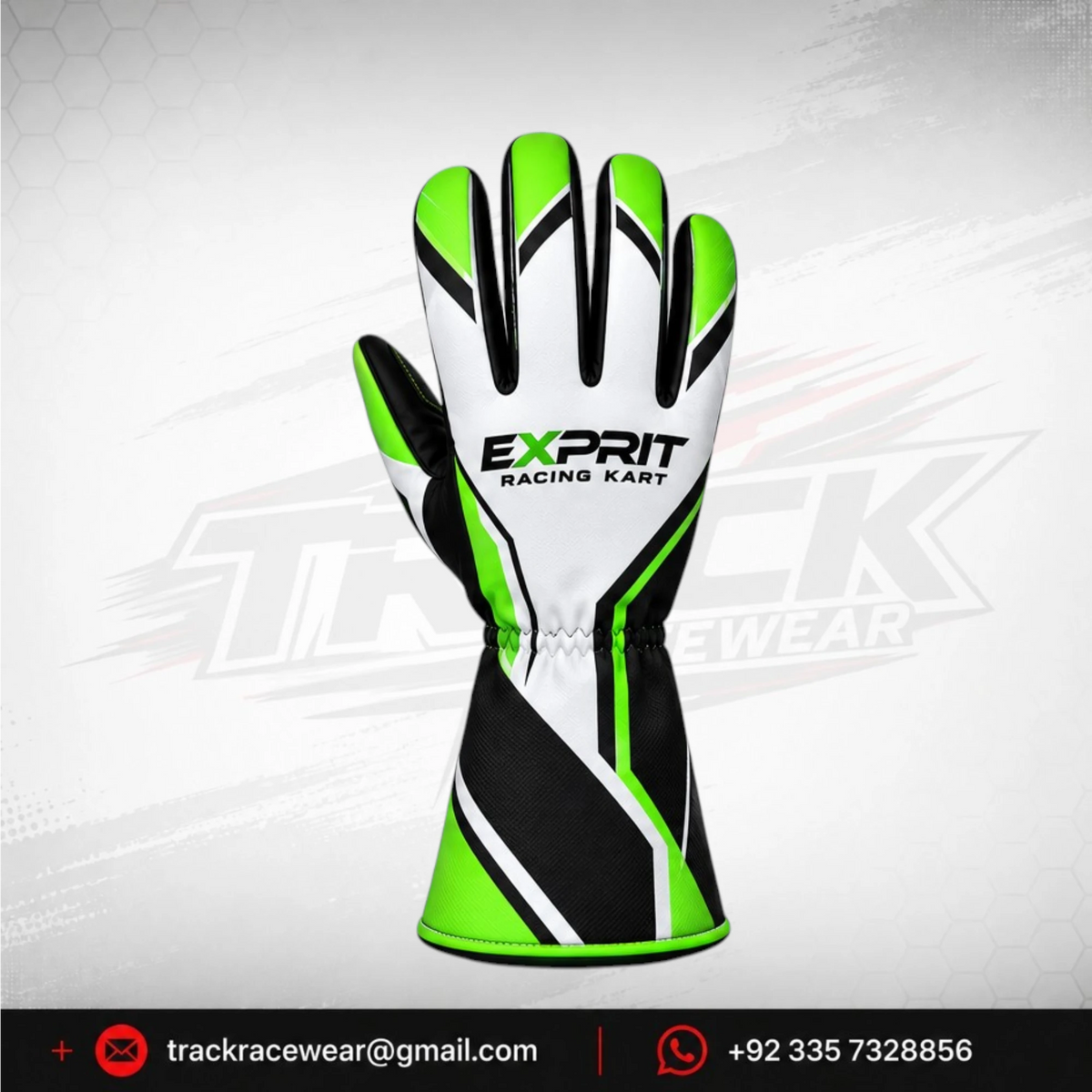 Exprit Green White Black Kart Racing Gloves