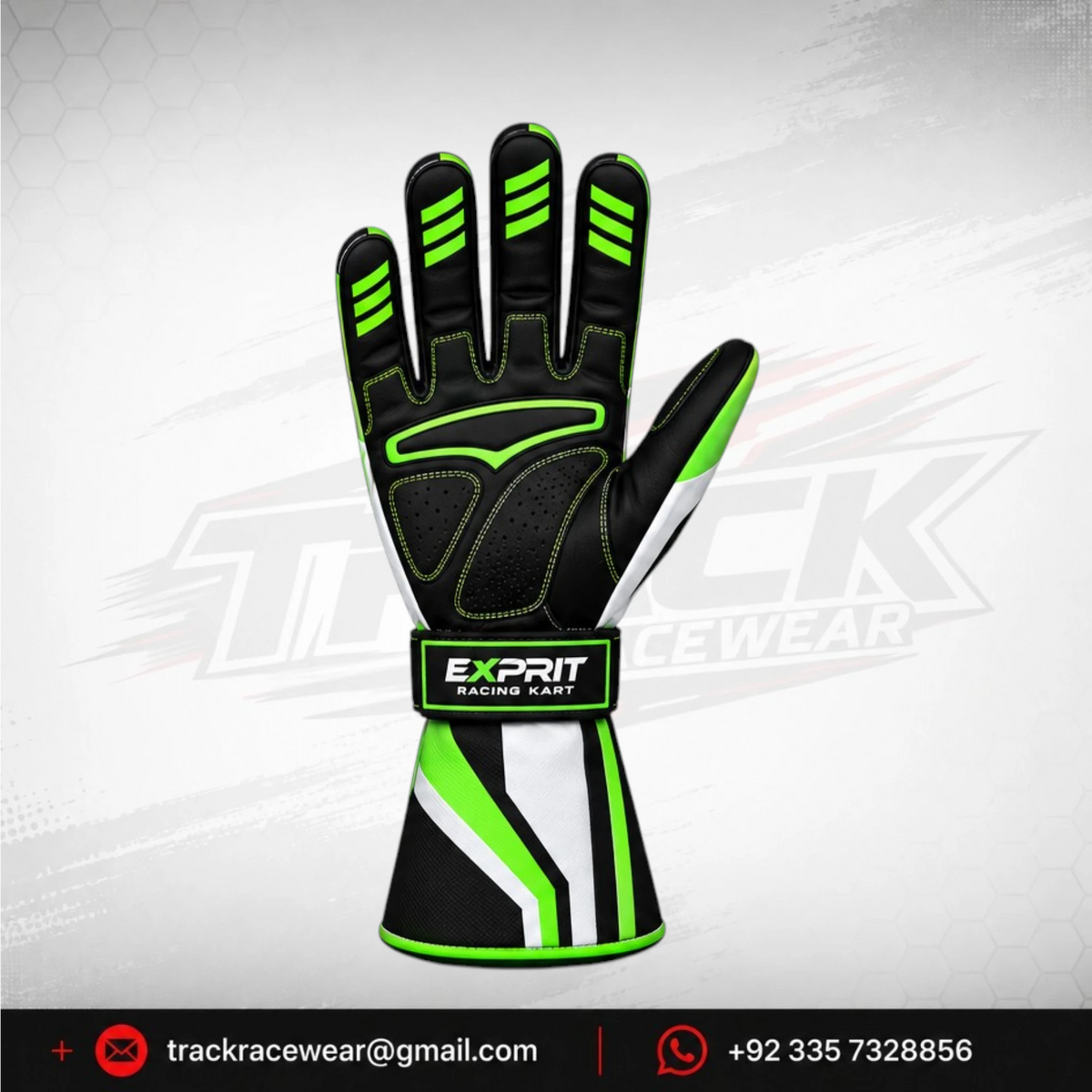 Exprit Green White Black Kart Racing Gloves