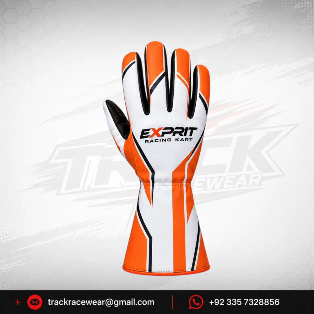 Exprit Orange White Performance Kart Gloves