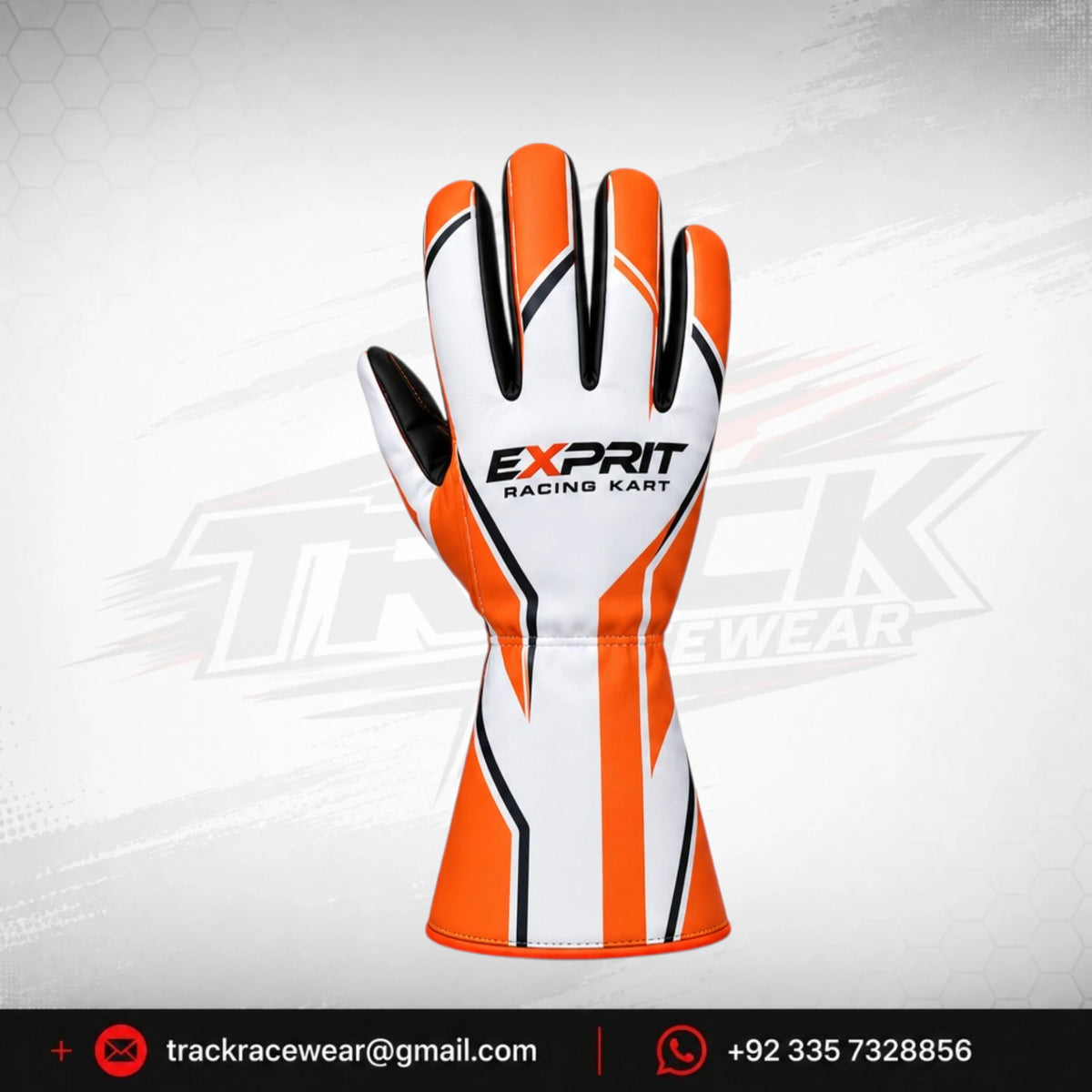 Exprit Orange White Performance Kart Gloves