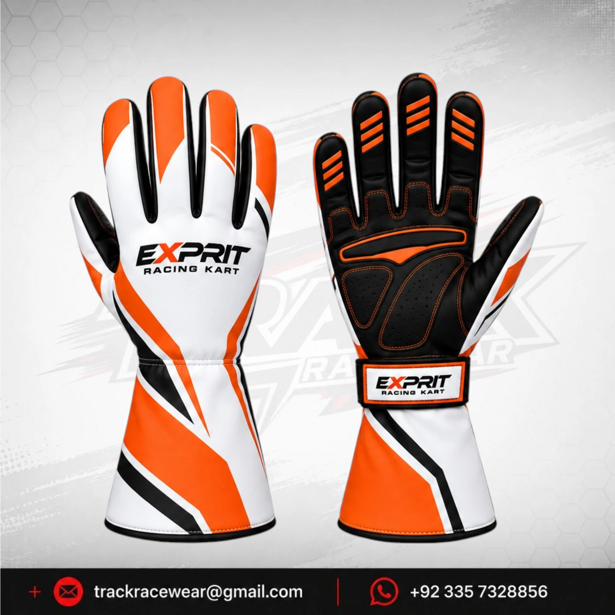 Exprit Orange & White Kart Racing Gloves