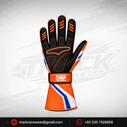 Exprit Orange Racing Team Kart Gloves – Blue & White