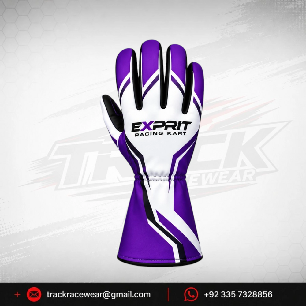 Exprit Purple White Kart Racing Gloves