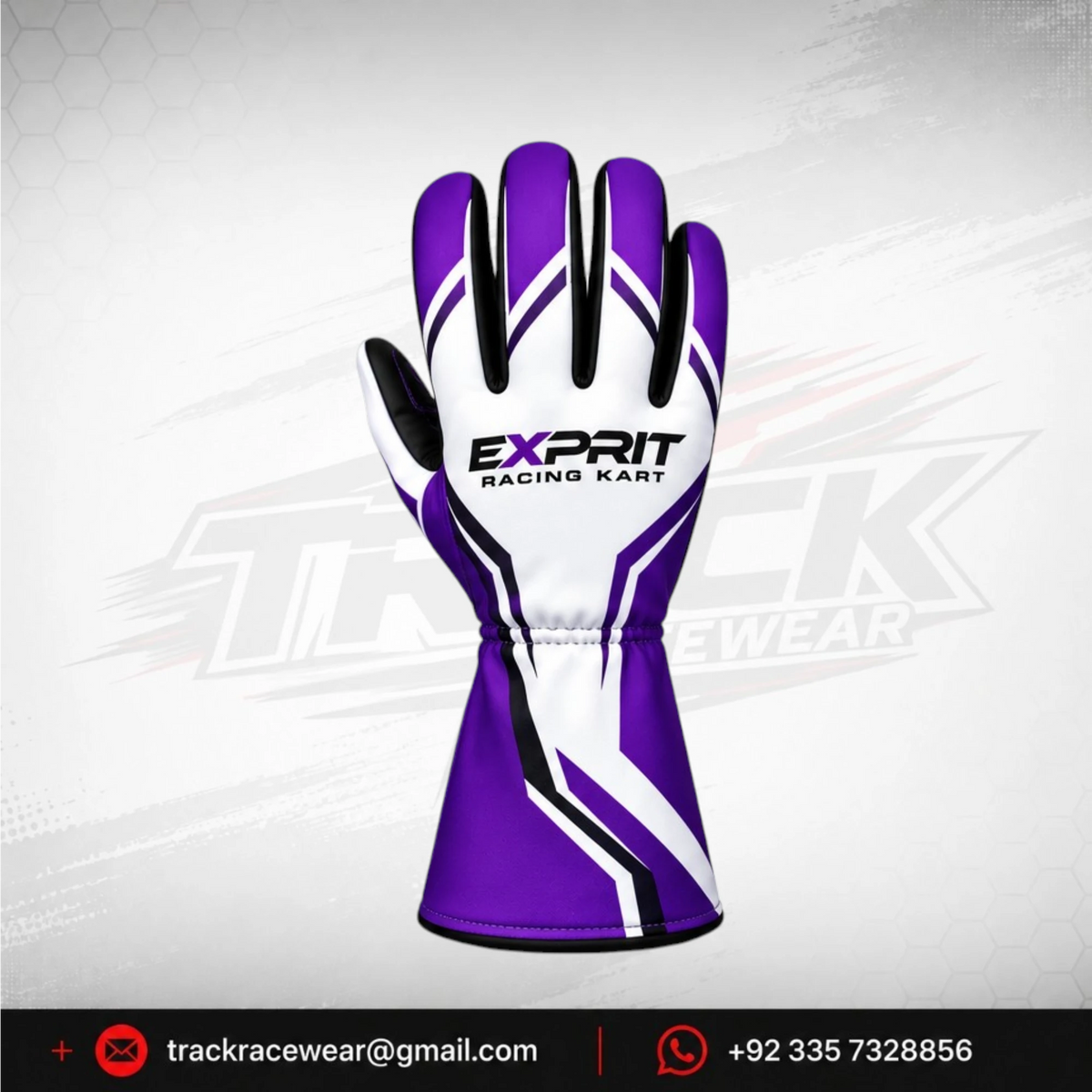 Exprit Purple White Kart Racing Gloves