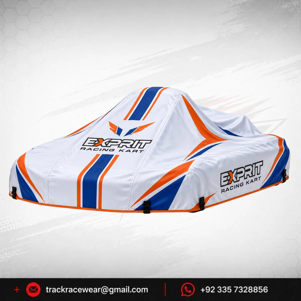 Exprit Racing Kart Cover – White Blue & Orange