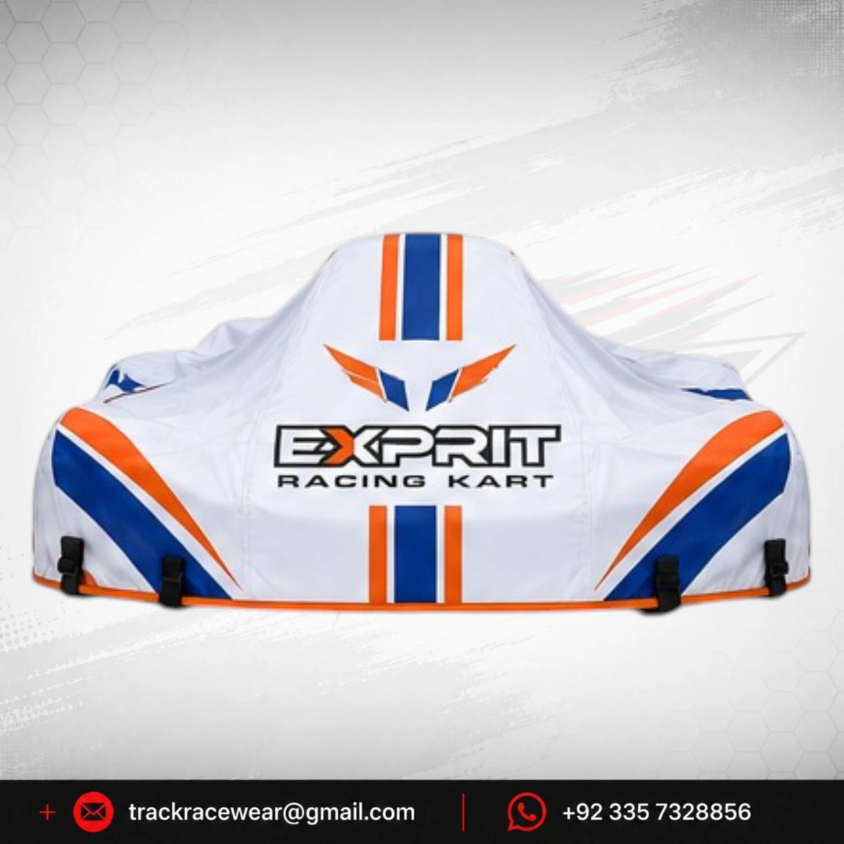 Exprit Racing Kart Cover – White Blue & Orange