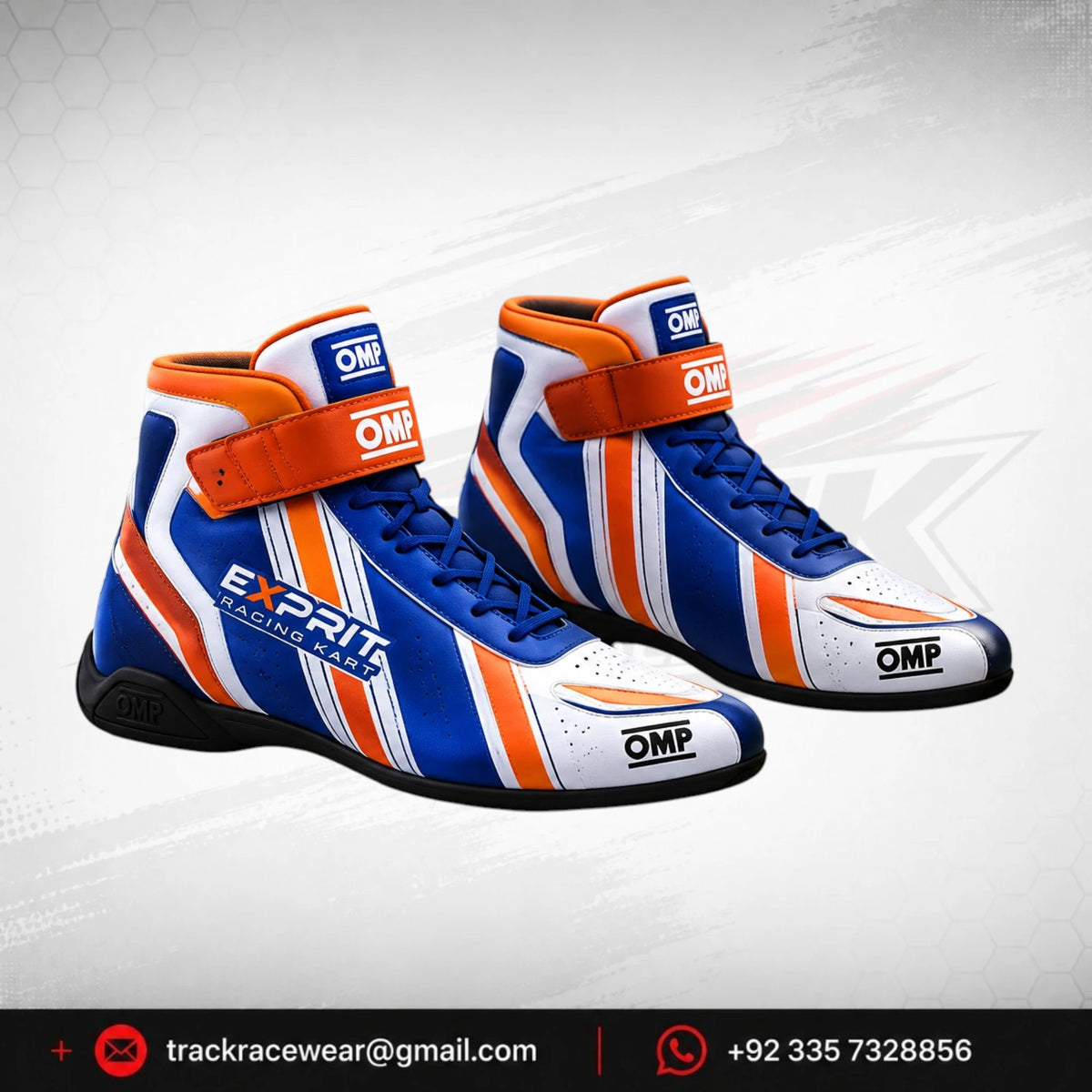 Exprit Racing Kart Shoes – Blue White & Orange