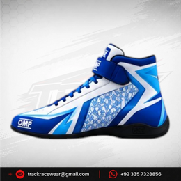 Exprit White Blue Cyan High-Top Karting Shoes