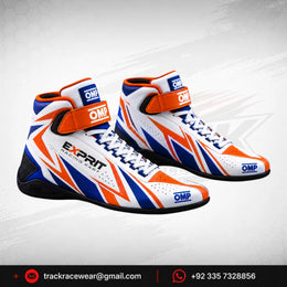 Exprit White Blue Orange Racing Kart Shoes