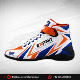 Exprit White Blue Orange Racing Kart Shoes