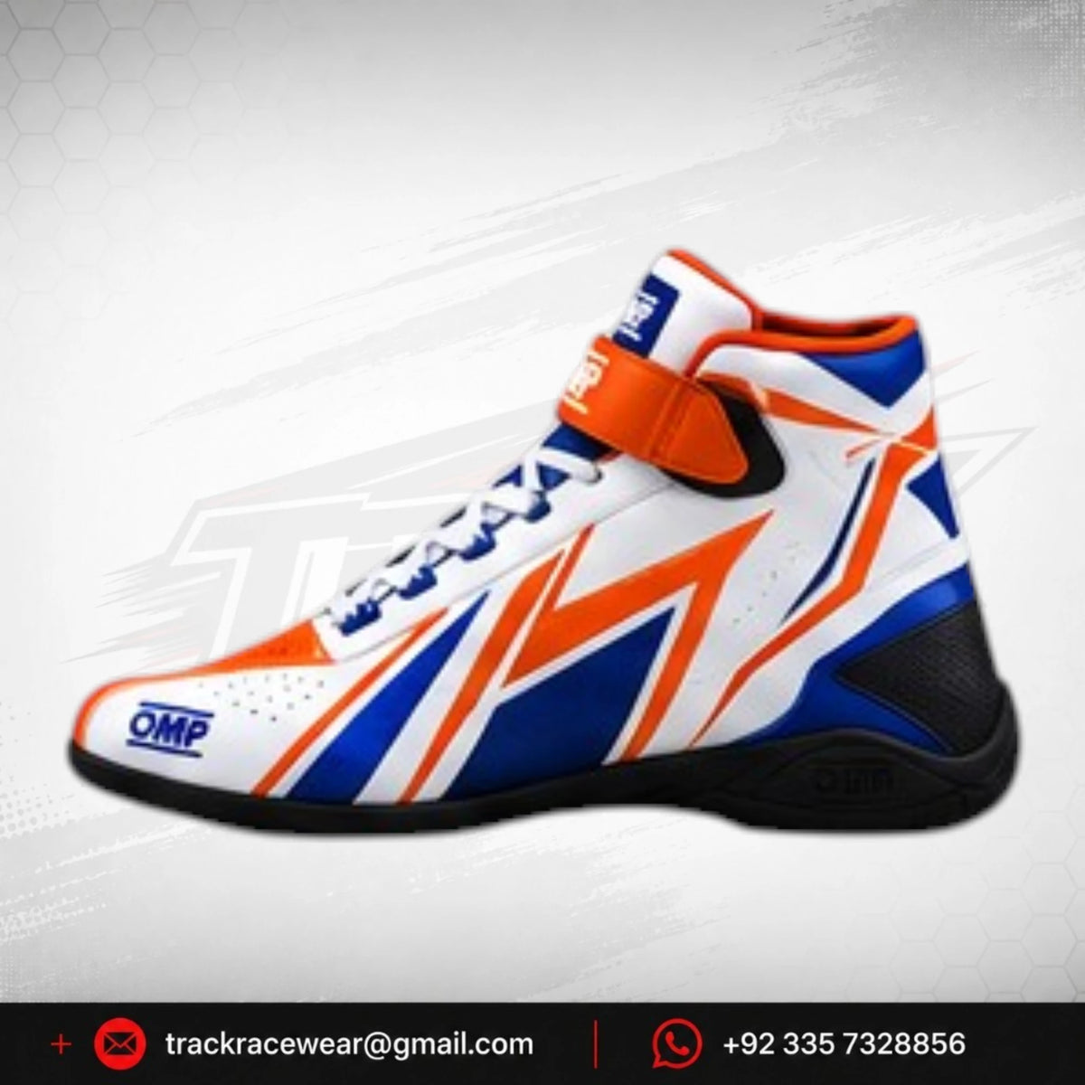 Exprit White Blue Orange Racing Kart Shoes